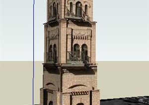 欧式风格钟楼建筑设计SU(草图大师)模型
