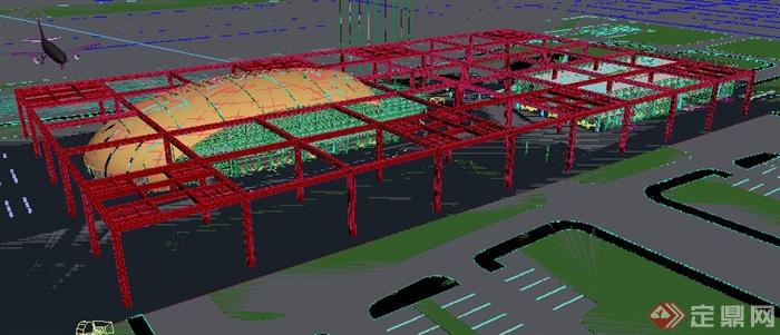 现代风格机场建筑设计3dmax模型（含效果图）(3)