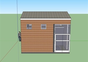 现代某单层住宅小木屋建筑设计SU(草图大师)模型