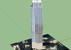 现代某超高层办公塔楼建筑设计SU(草图大师)模型