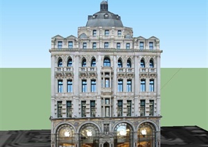 某欧式六层餐饮店建筑设计SU(草图大师)模型