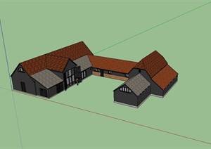 某欧式单层乡村农用仓库建筑设计SU(草图大师)模型