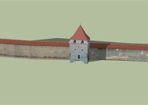 围墙设计SU(草图大师)模型