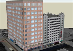 商业办公银行大楼建筑设计SU(草图大师)模型