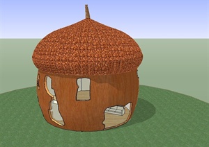 某蘑菇形住宅小屋建筑设计SU(草图大师)模型