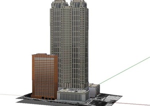 现代某高层商务酒店建筑设计SU(草图大师)模型