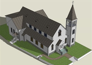 基督教堂建筑设计SU(草图大师)模型
