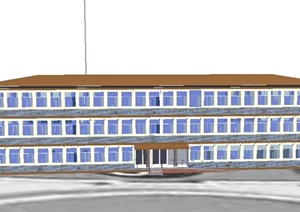 某现代三层医院住院楼建筑设计SU(草图大师)模型