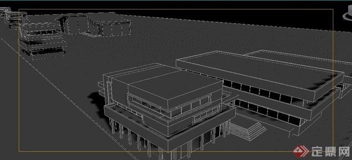 现代风格图书馆建筑设计3dmax模型（含效果）(3)