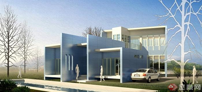 某现代简约别墅建筑设计3dmax模型（含效果）(2)