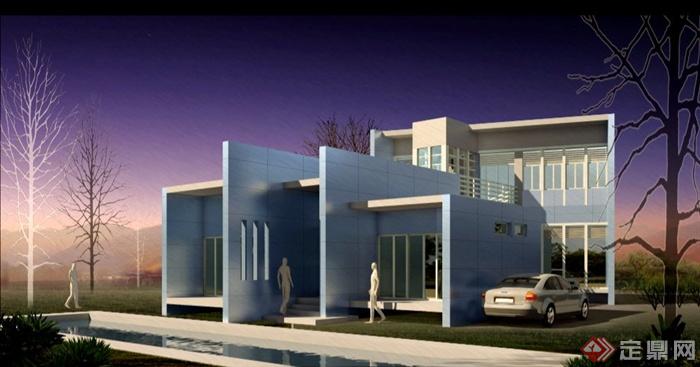 某现代简约别墅建筑设计3dmax模型（含效果）(6)