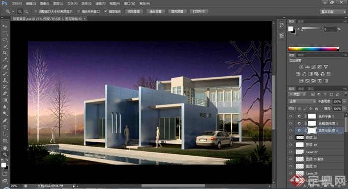 某现代简约别墅建筑设计3dmax模型（含效果）(7)