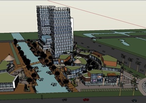 某滨湖商业综合体景观设计SU(草图大师)模型