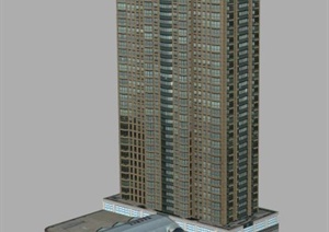 高层商业办公综合楼建筑设计SU(草图大师)模型