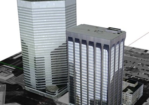 百老汇商业综合楼建筑设计SU(草图大师)模型