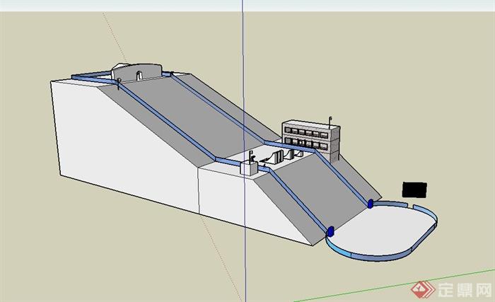某梯形滑冰场地建筑设计SU模型(1)