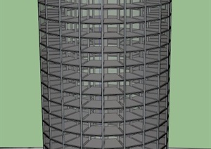 圆柱形汽车城建筑设计SU(草图大师)模型