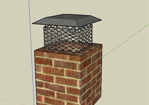 某砖砌方形烟囱设计SU(草图大师)模型