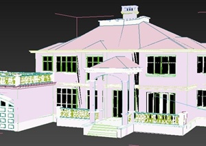 两栋欧式风格别墅建筑设计3dmax模型