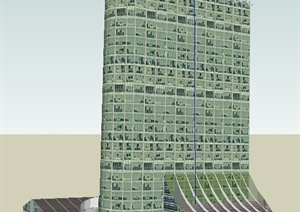 一栋高层现代办公楼建筑设计SU(草图大师)模型