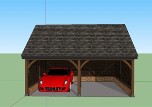 某木质单层车库建筑设计SU(草图大师)模型