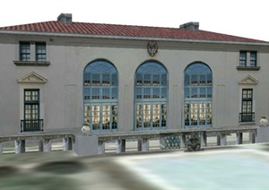 欧式风格艺术博物馆建筑设计SU(草图大师)模型