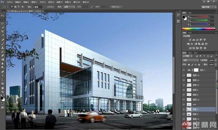 某办公楼建筑设计3DMAX模型（附效果图）(3)