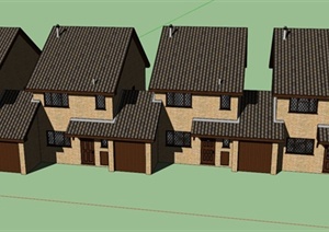 四联住宅建筑设计SU(草图大师)模型