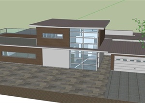 现代两层别墅建筑设计SU(草图大师)模型