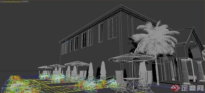 某单层别墅景观设计3DMAX模型(2)