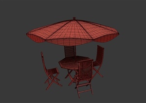 某现代某四人室外桌椅设计3DMAX模型