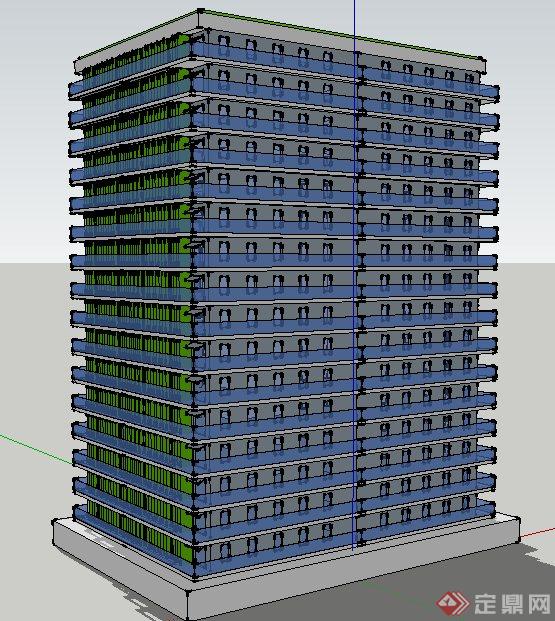独栋现代高层办公建筑设计su模型(2)