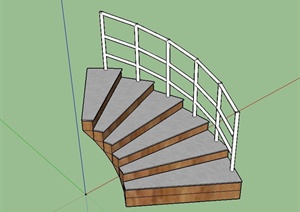 某建筑节点旋转楼梯设计SU(草图大师)模型
