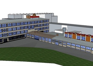 某现代多层办公楼建筑SU(草图大师)模型