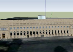 某坡地两层礼堂建筑设计SU(草图大师)模型