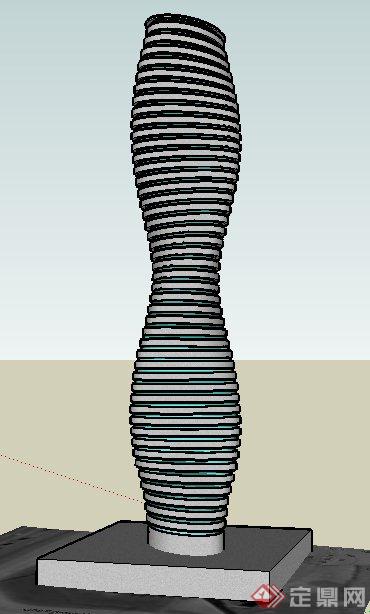 一栋螺旋状高层建筑设计su模型(1)
