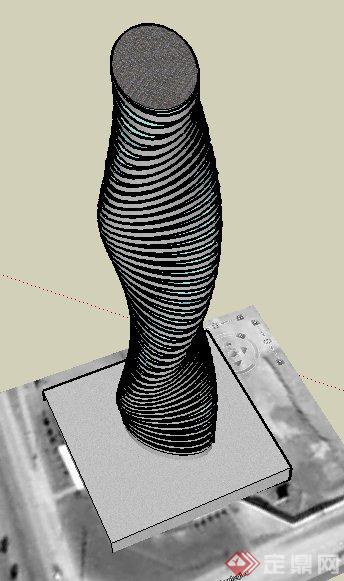 一栋螺旋状高层建筑设计su模型(2)