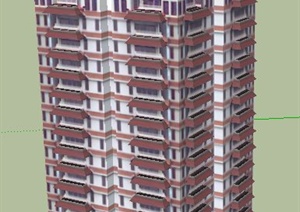某独栋高层住宅建筑设计SU(草图大师)模型