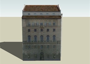 某欧式五层修道院建设计SU(草图大师)模型