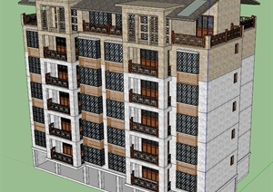 豫南民居建筑设计SU(草图大师)模型（附CAD）