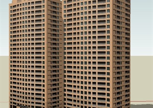 两栋现代高层住宅建筑设计SU(草图大师)模型