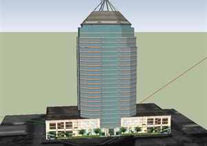 某子弹形高层酒店建筑设计SU(草图大师)模型