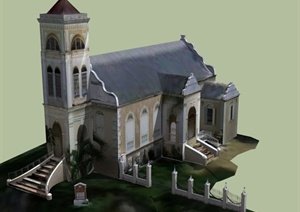 路德教堂建筑设计SU(草图大师)模型