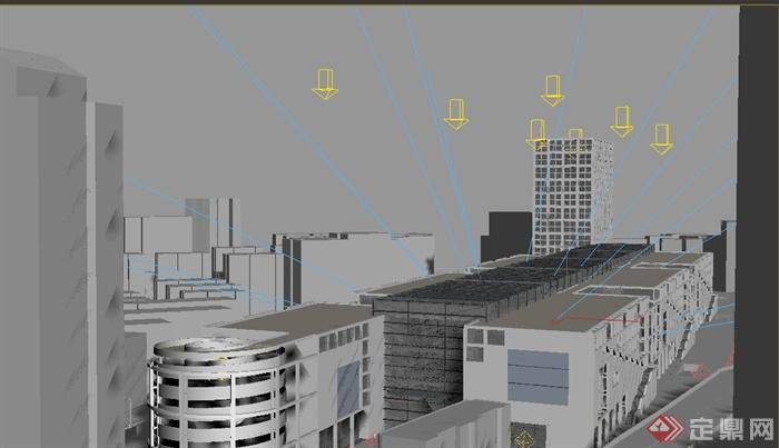 某城市中心条形多层商城景观设计3DMAX模型(3)