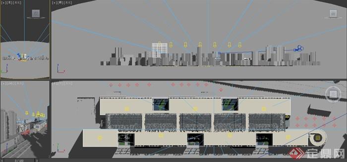 某城市中心条形多层商城景观设计3DMAX模型(4)