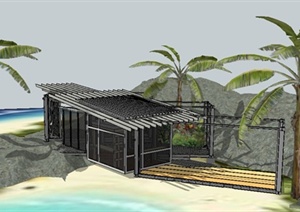 一栋海边小屋建筑设计SU(草图大师)模型