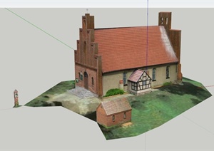 某栋基督教堂建筑设计SU(草图大师)模型