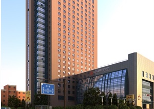 现代某高层国际酒店建筑设计SU(草图大师)模型