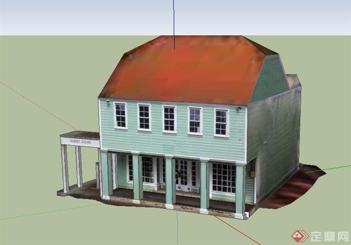 某美式两层组合式住宅建筑设计SU模型(3)