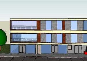 某现代风格三层家庭住宅建筑设计SU(草图大师)模型